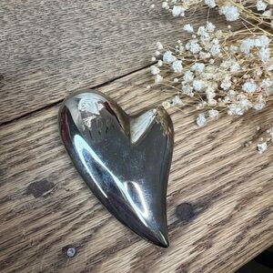 Polished Silver Heart Decorative Paperweight